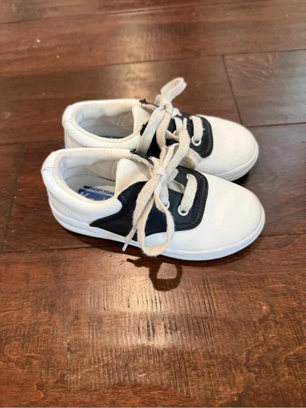 Keds White and Navy Low-Top Kids Sneakers